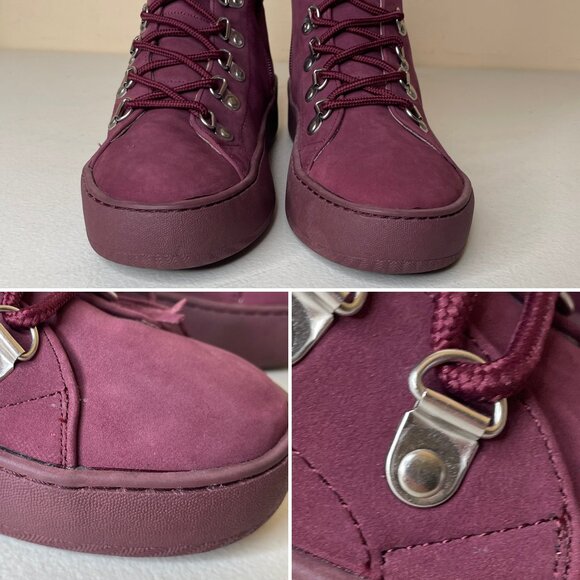 Aerosoles Nubuck Leather Wine Purple Ankle Boots Size 7 - Picture 10 of 16